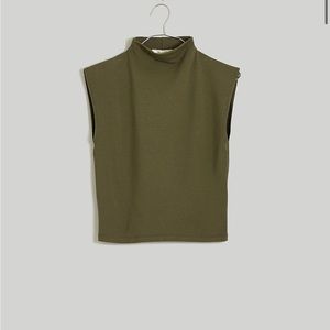 NWOT Madewell Funnelneck Cropped Muscle Tee Capers Green